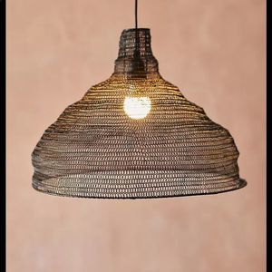 Anthropologie Terrain Black Wire Mesh Half Dome Pendant Light Shade NWT | $98